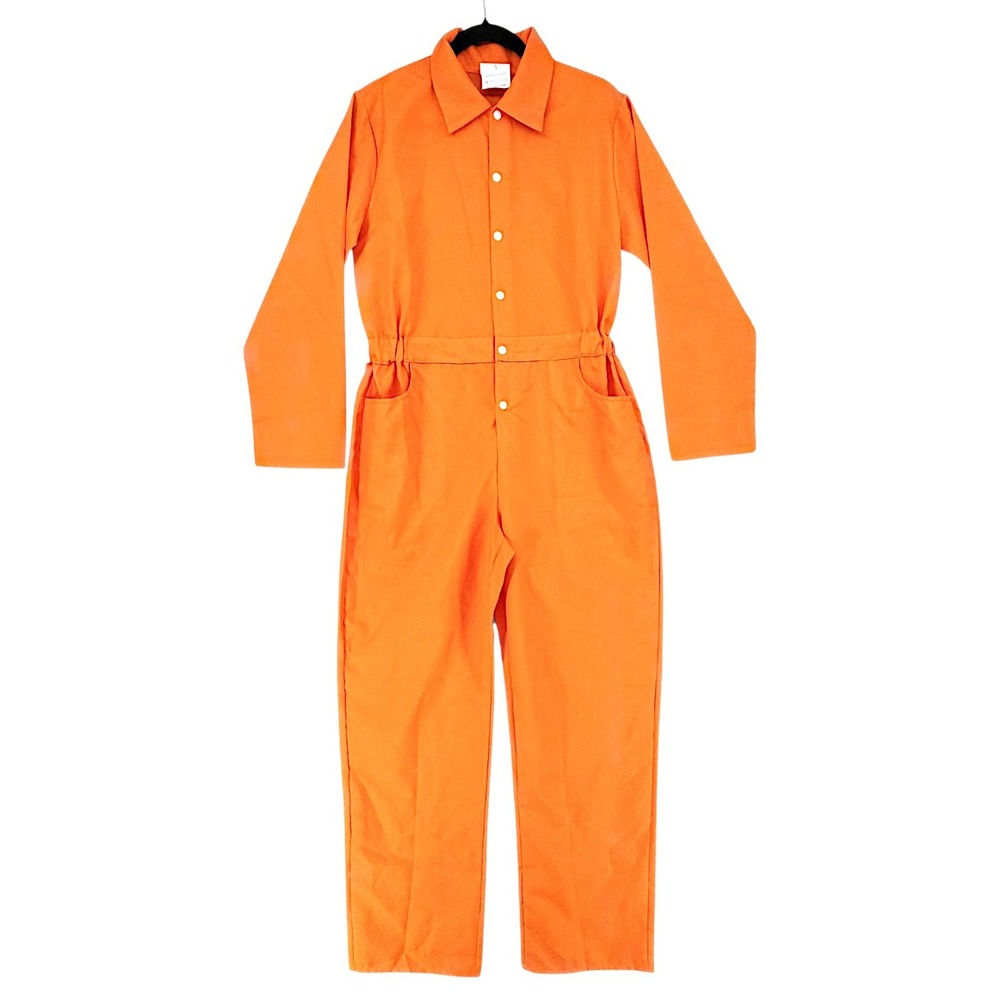 Prisoner Inmate Coveralls Jumpsuit S Women Orange Halloween Costume Boiler Suit